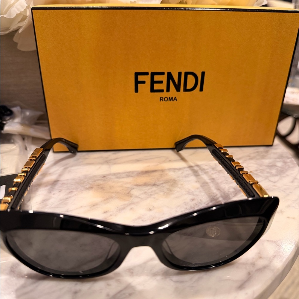 *Brand New* Fendi x Versace Black Sunglasses w/ Gold Accents